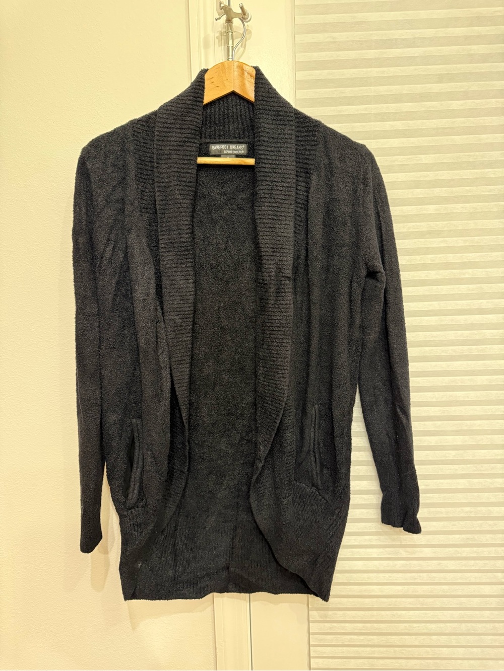 Barefoot Dreams Black Shawl Collar Open Cardigan